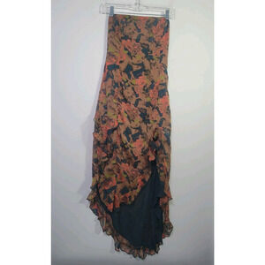 Urban Outfitters Rosie Womens S Strapless Ruffle Midi Dress Floral High Low